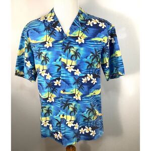 Mens Royal‎ Creations Mens Hawaiian Button Up Shirt Size size XL Blue floral
